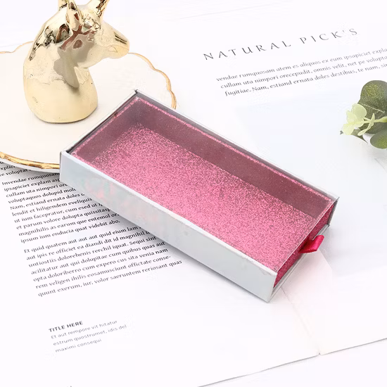 Customized False Eyelashes Drawer Box Fine Cardboard Box Rectangular Pull-out Gift Box with Transparent Outer Box