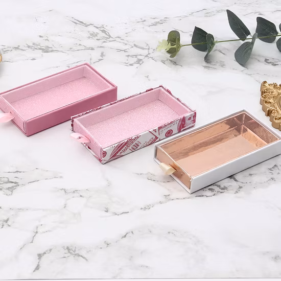 Customized False Eyelashes Drawer Box Fine Cardboard Box Rectangular Pull-out Gift Box with Transparent Outer Box