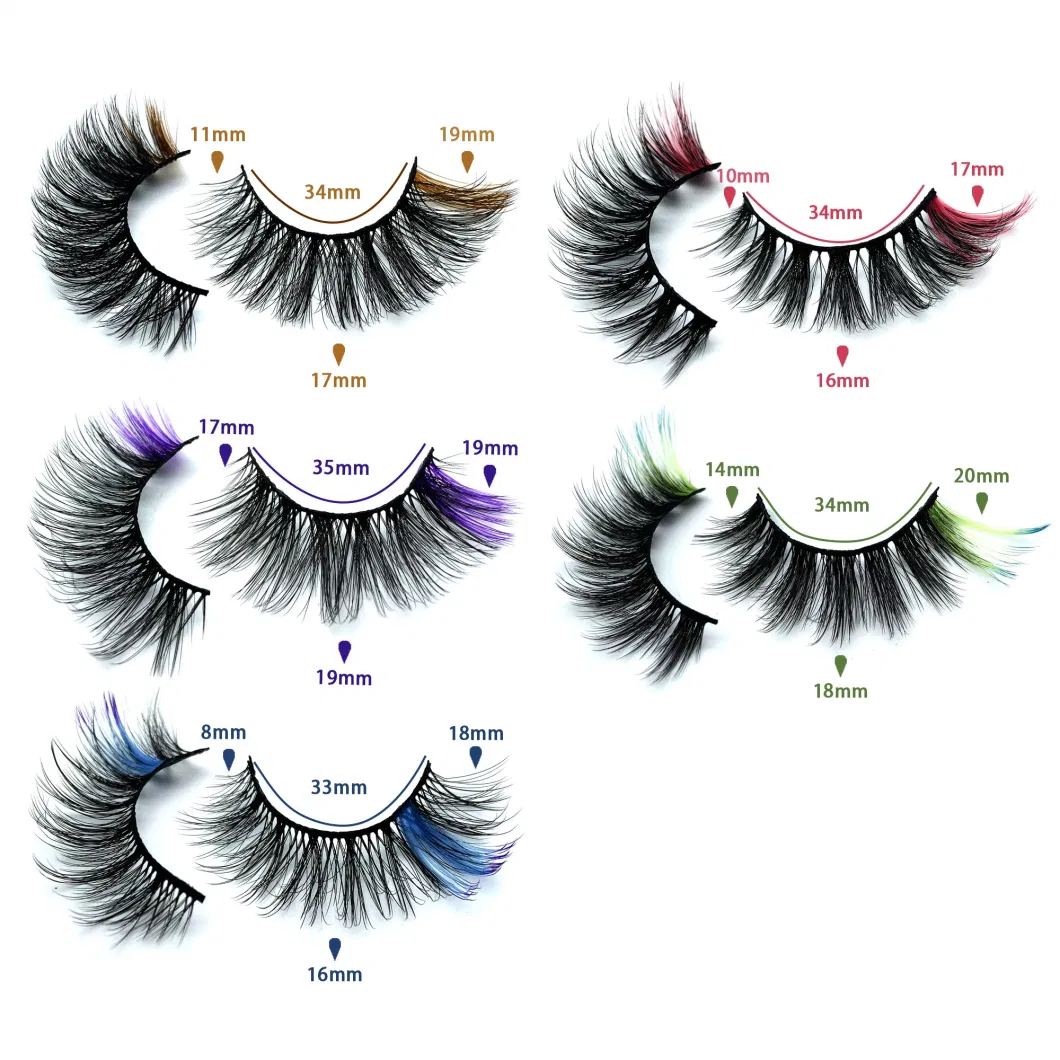 New Makeup Trend Colorful Lashes Colored Silk Lashes 3D Mink 20mm Colored Eyelash Full Strip Lashes