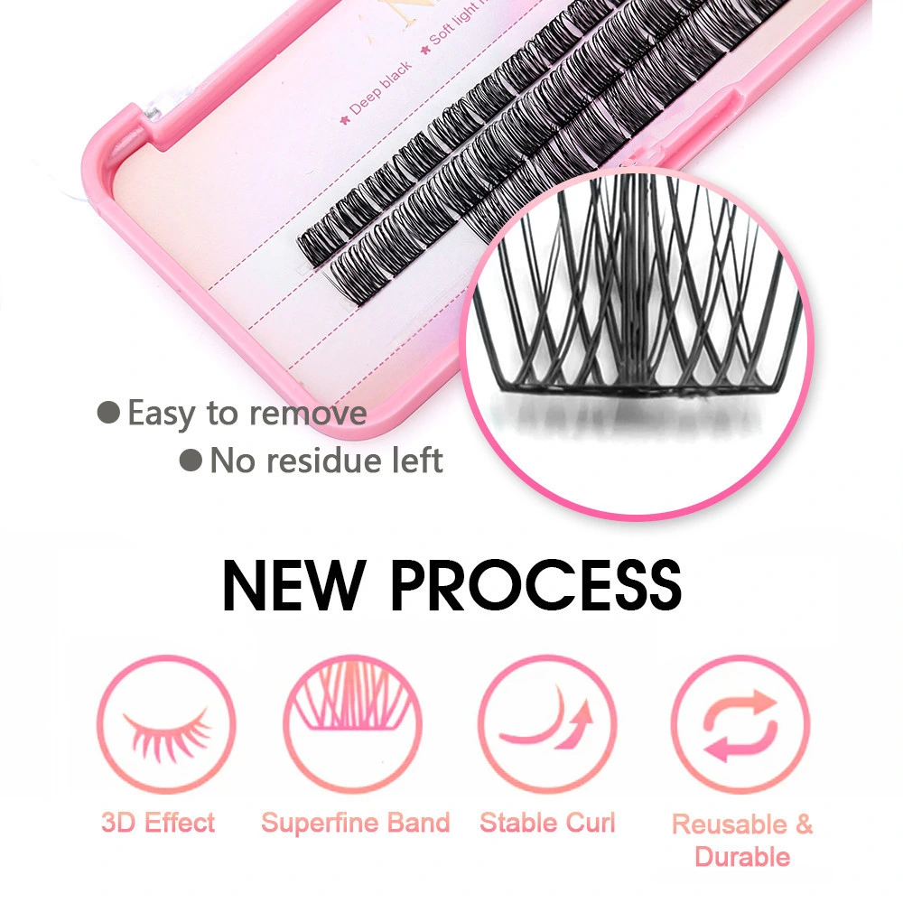 New Design 20d 30d Clusters Lashes DIY Eyelash Extension Silk Heat Bonded Premade Volume Pre Cut Thin Band Segmented Lash Fans