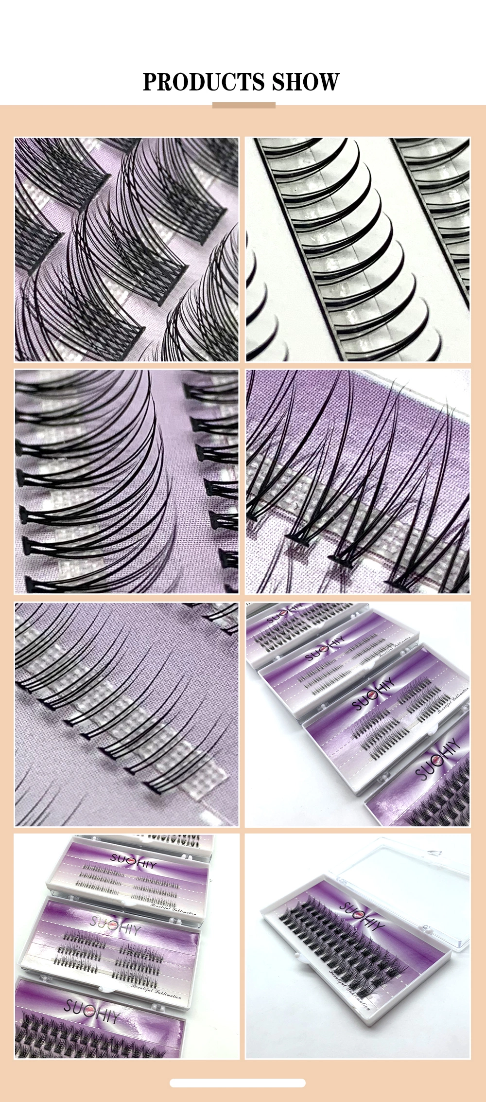 New Design Heat Bonded Premade 10d 20d Eyelash Extension Fan Volume Cluster Lashes Premade Fans DIY Lashes