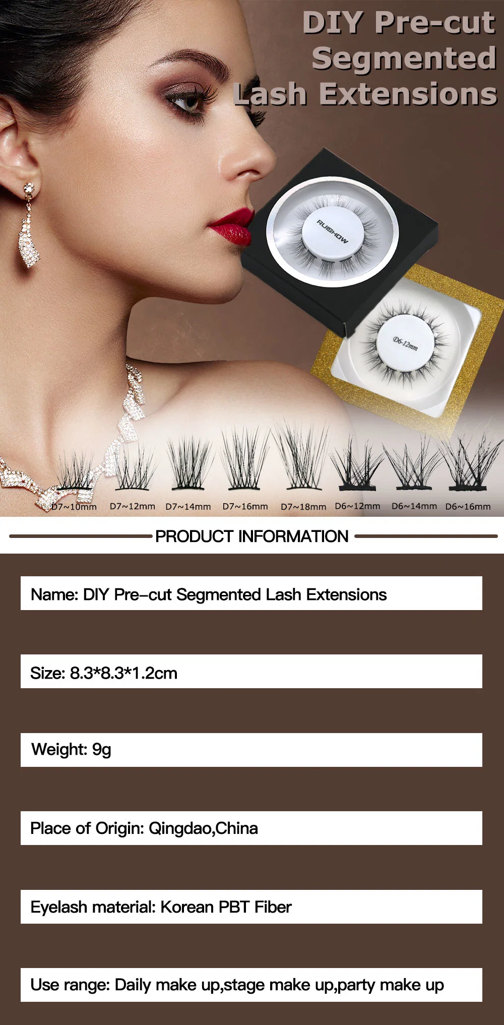 New Arrival 3D Effect Private Label Individual Cluster Natural DIY Pre-Cut Wispy Human Hair Lashes