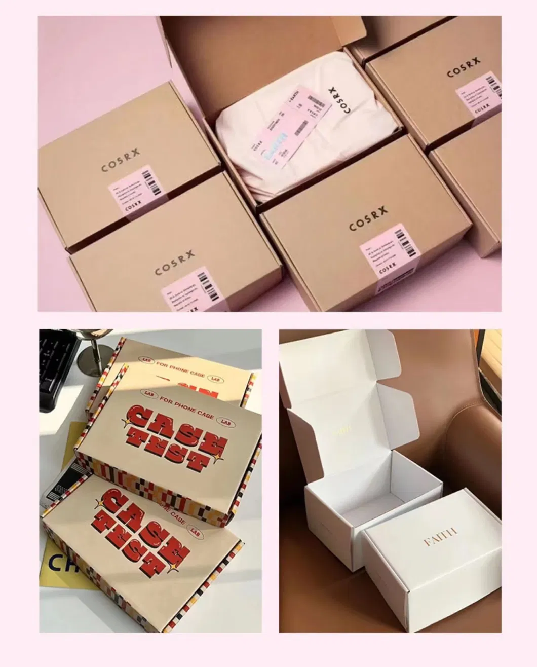 Eco Friendly Cosmetic Corrugated Cardboard Box Offset Printed Flat Shipping Box Folding Custom Eyelash Packaging Box