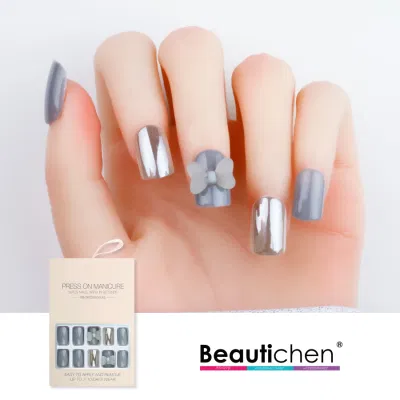 Beautichen 30 pièces Gel doux presse sur ongles rose nu blanc français presse sur ongles ongles artificiels