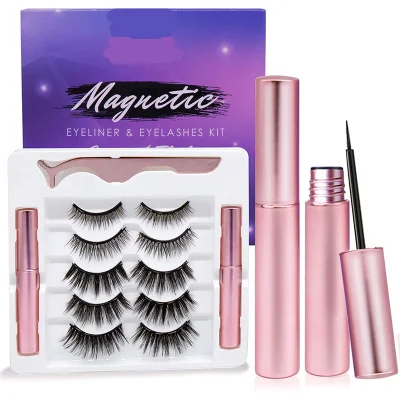 Eyeliner et cils magnétiques, 5 paires, avec cils réutilisables, vente en gros