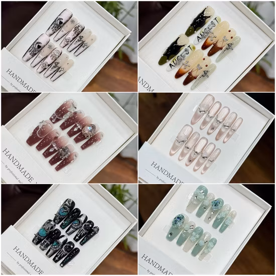 Ongles longs artificiels pour outils d'art décorés, presse sur ongles